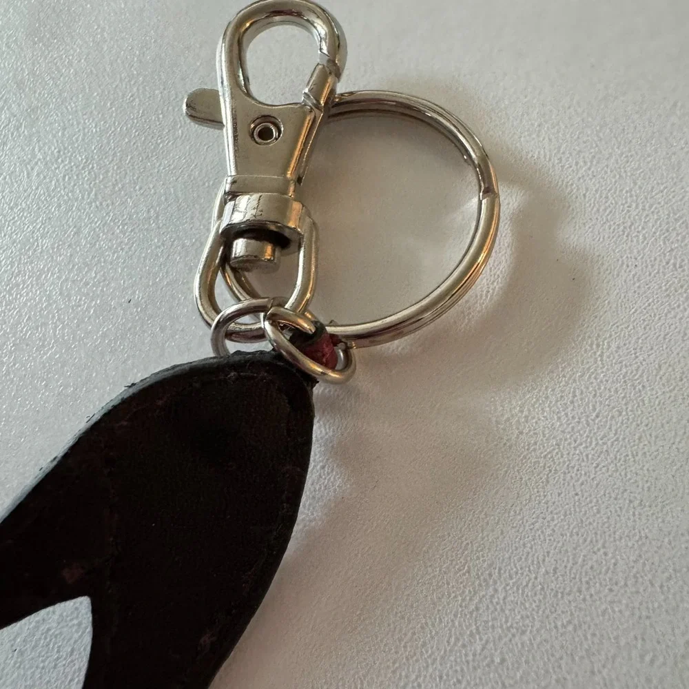 Shoe Shape Faux Leather Keychain Key Ring Purse Bag Charm Purple with Rhinestone